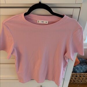 Mango Soft Pink Short Sleeve Top